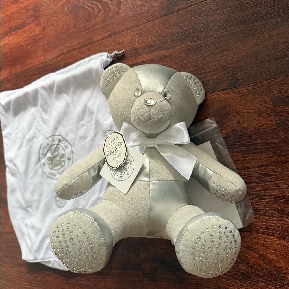 Swarovski Crystal Teddy Bear with White Bow